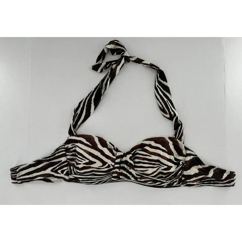 Antonio Melani Swim Bikini Size L Animal Print Halter Rhinestone Sexy Vacation​​ - Picture 2 of 15